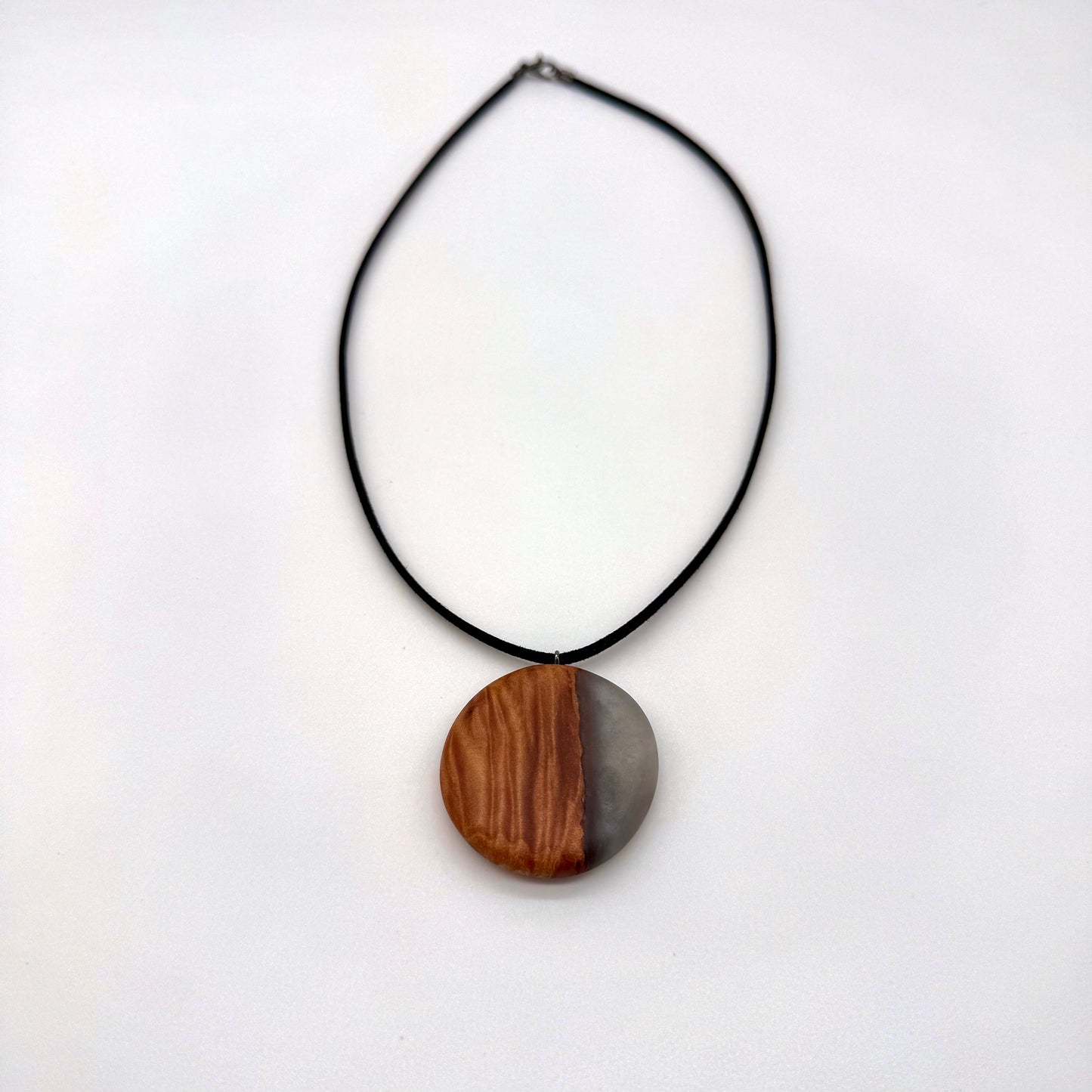 Maple Wood and Smoky Grey Resin Pendant