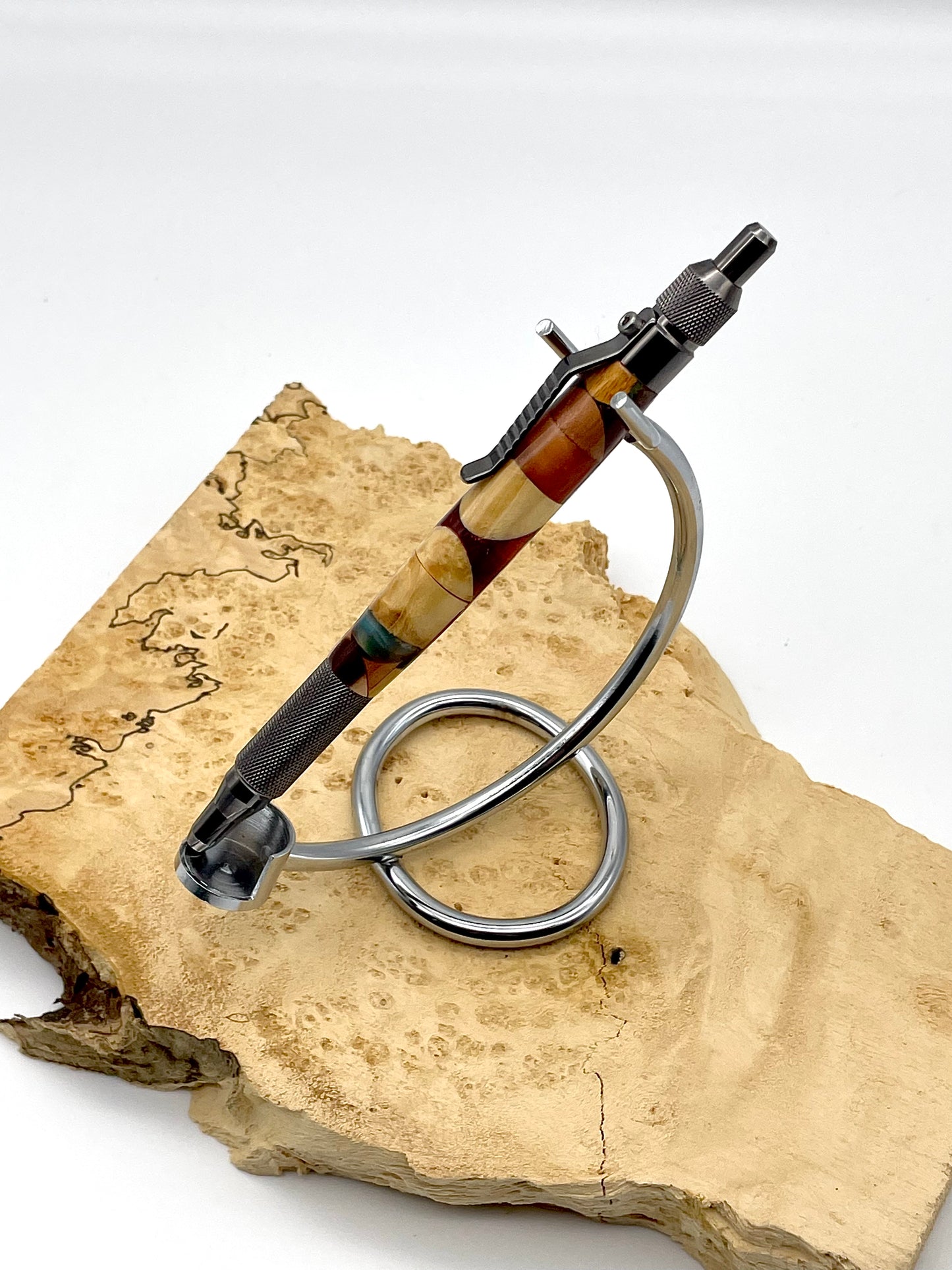Wood and epoxy Resin Chaos Ballpoint EDC Click Pen; Hand turned