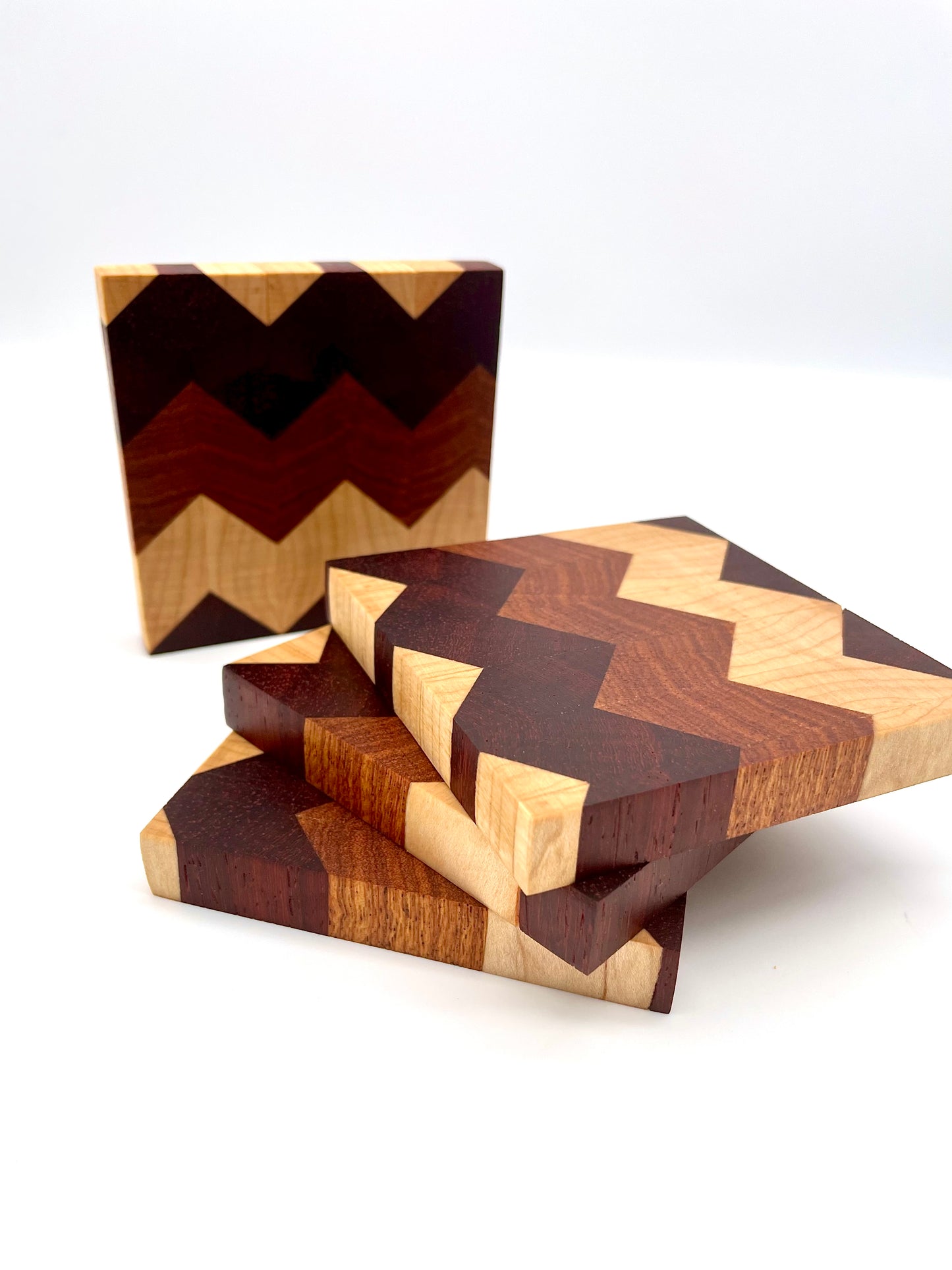 Mid-Century Modern Style Wood End Grain coasters (Set of 4)